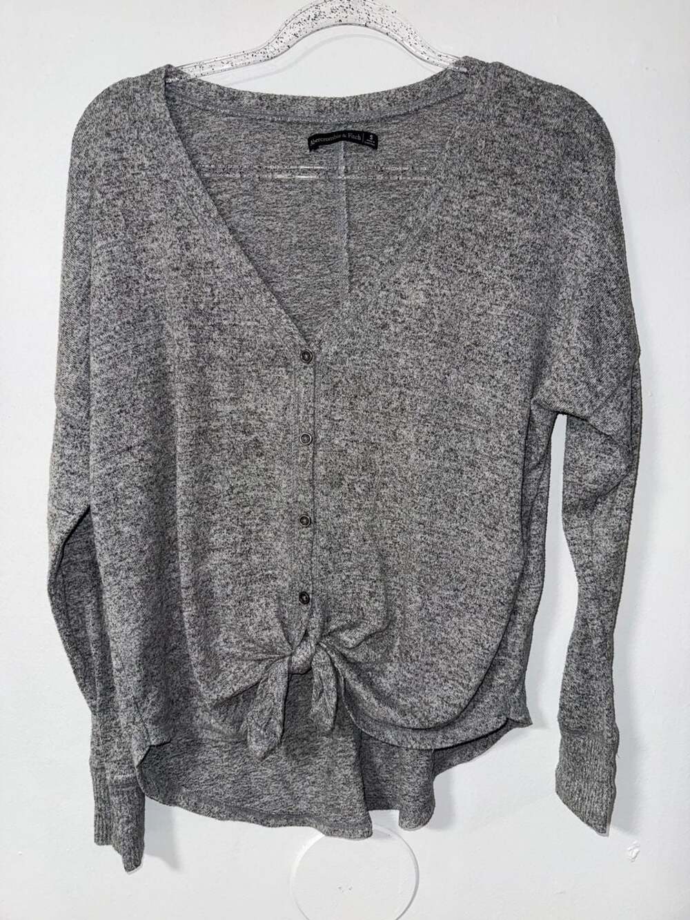 Abercrombie & Fitch Gray Super Soft Tie Front Button Down Cardigan